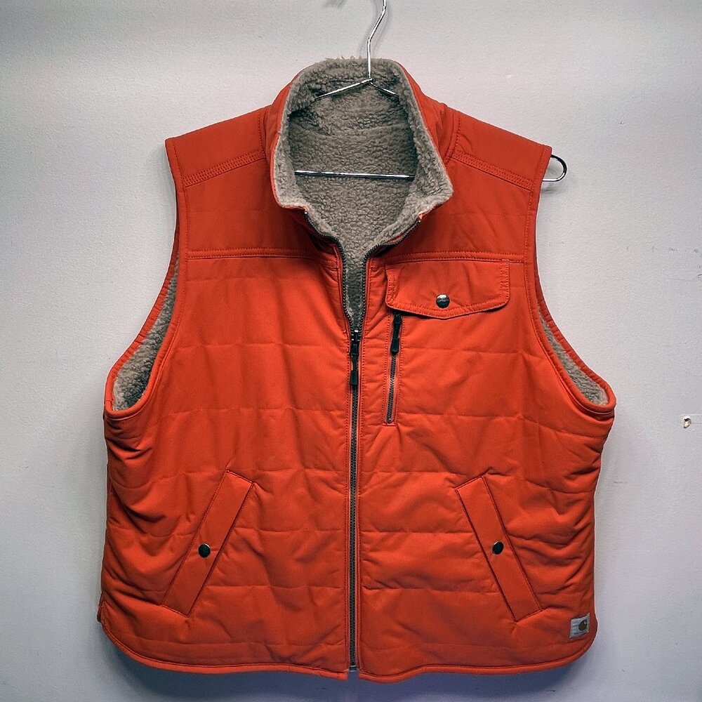 CARHARTT WOMEN'S RELAXED FIT MIDWEIGHT SHERPA LINED VEST - ORANGE - SIZE X-LARGE